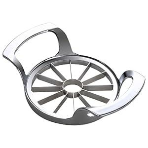 SAVORLIVING Apple Slicer, Upgraded Version with 12 Blades, Extra Large Stainless Steel, Ultra Sharp Apple Slicer, Pitter, Divider for up to 4″ Apples Update Silver