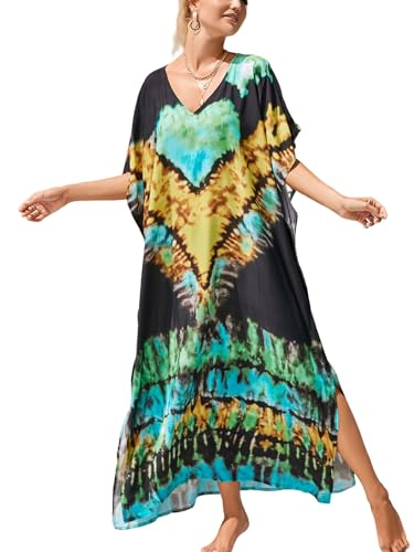 Image of Kaftan Dresses for Women Plus Size Bathing Suit Cover up Caftan Maxi Beach Dresses