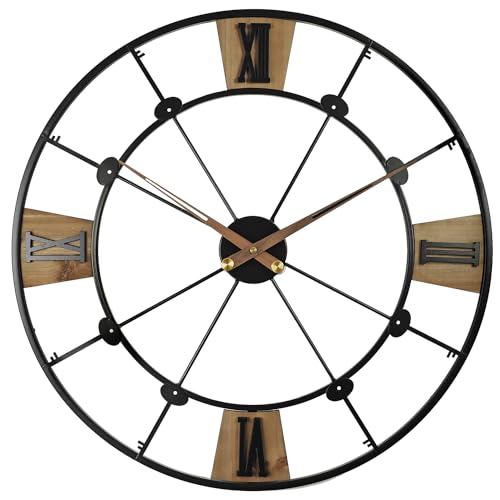 SCOAGE Extra Large Metal Vintage Wall Clock 24 Inch