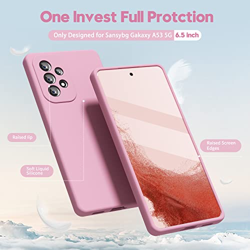 Oaxkco Samsung Galaxy A53 5G Case Silicone With Camera Cover, Soft Rubber Gel Phone Case For Women Girl Cute, Thin Slim Fit, Aesthetic Protective Tpu Bumper With Grip, Barbie Pink #TOP1