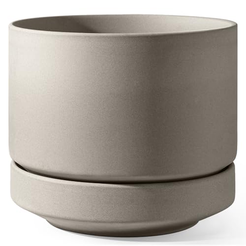 Large 14-Inch Ceramic Plant Pot with Saucer