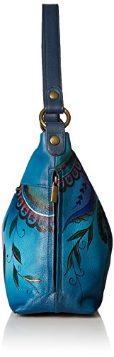 Anna By Anuschka Hand Painted Leather Women's Large Shoulder Hobo, Denim Paisley Floral #TOP2