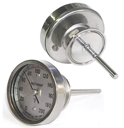 REOTEMP AA025CF43 Stainless Steel 3A Sanitary Bi Metal Thermometer, 2-1/2" Stem, 3" Dial, 0 to 200 Degrees F, Back Mount #1