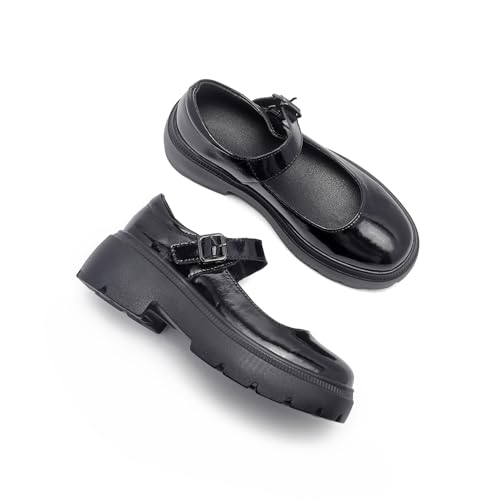 Womens Mary Jane Shoes Round Toe Ankle Buckle Strap Chunky Heel Pumps Platform Casual for Comfortable Dressy Party Work Oxfords3