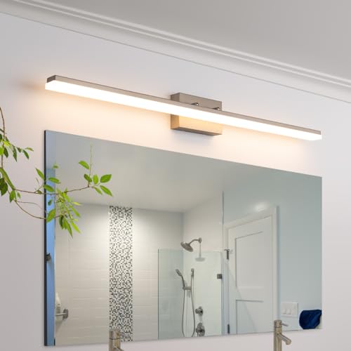 mirrea 48in Modern LED Vanity Light for Bathroom Lighting Dimmable 46w Brushed Nickel (Warm White 3000K) by mirrea - Used condition - US$104.99