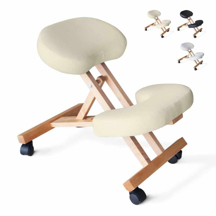Produce Shop Silla ergonómica postural de Rodillas para Oficina Modelo Sueco Madera Balancewood - Beige