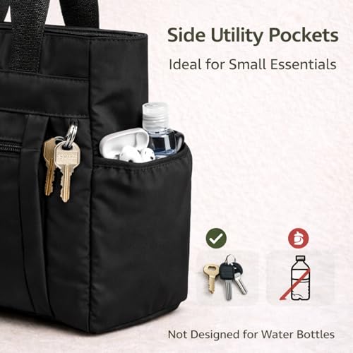 Image of LX LEKHX Tote Bag for Women | Lightweight Shoulder Handbag with 2 Main Zip Compartments & Multiple Pockets | Water Resistant Polyester Fabric | Office, Travel & Daily Use