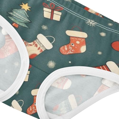 Christmas Stockings Pattern Breathable Girls' Panties Comfort Color for Kids in Sizes 2T,3T, 4T, 5T, 6Y and 8Y4