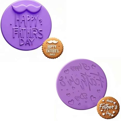 Father’s Day 2pcs Biscuit Cutters Set Father’s Day Special! Exquisite Cookie Molds Set - Ideal for Baking Heartwarming Treats for Embosser/Stamp for Fondant, Icing, Cupcake, Cake, Decoration, Purple