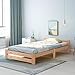 M-CH Rete Letto Struttura Letto in Legno Massello Base per Letto Singolo con Testiera Ampio Spazio di Archiviazione per Adulti, Bambini, Adolescenti, Natura 200x90cm