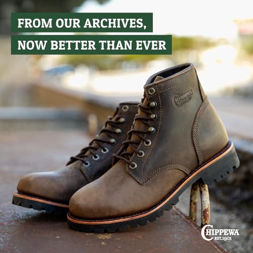 Chippewa Men's 6" Classic 2.0 Soft Toe Unlined Lace Up Work Boots - Durable, Full-Grain Leather Work Boots for Men4