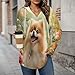 Pomeranian Dog Butterfly Hoodies for Women V Neck Pullover Sweatshirts Long Sleeve Shirts Fashion Tops