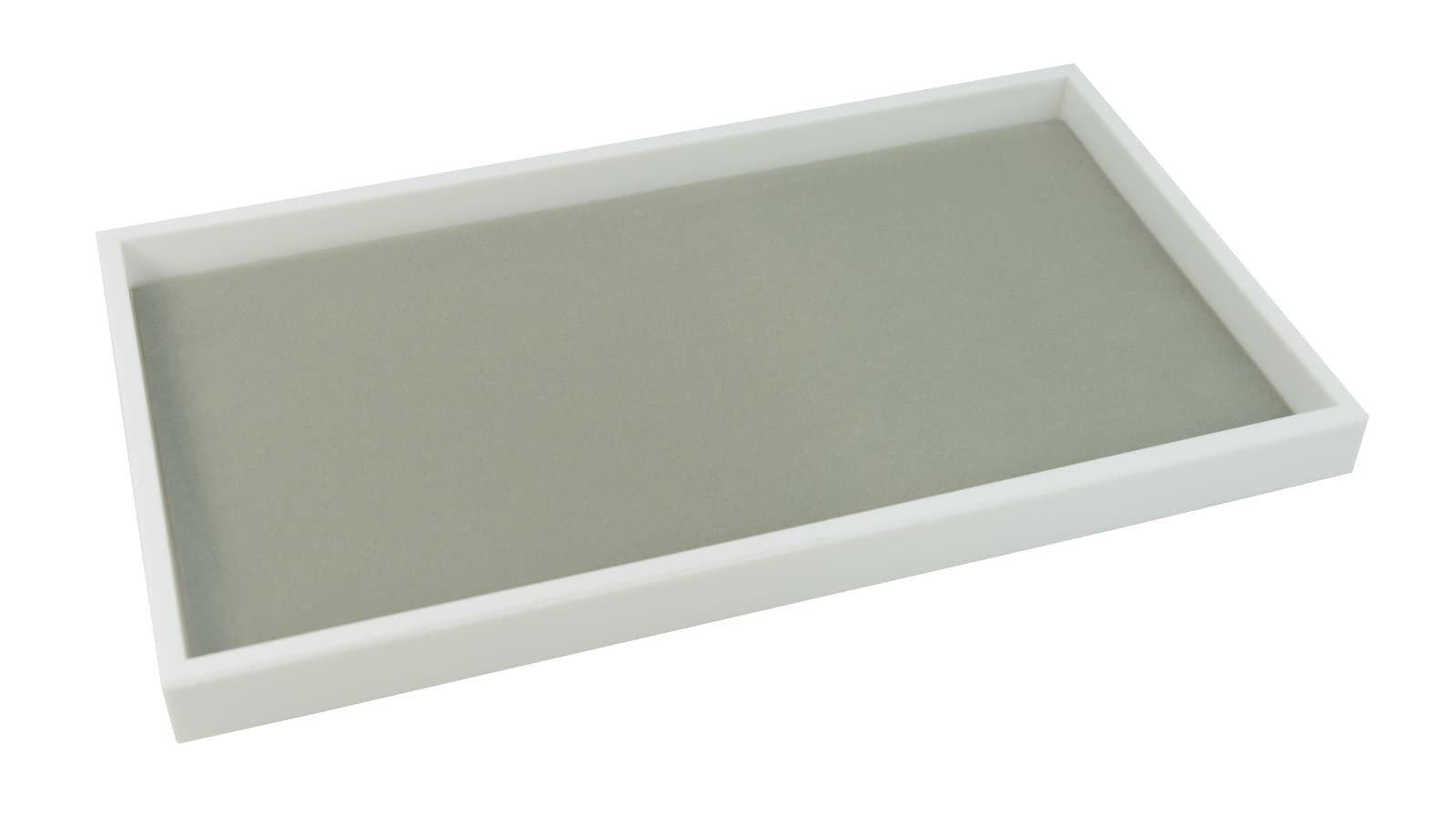 One Inch Deep White Leatherette Display Tray with a Choice of Velvet or Leatherette Presentation Pad (Tray with Grey Velvet Display Pad)