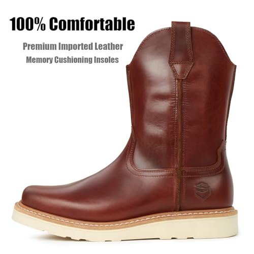 Image of SUREWAY Mens Cowboy Western Boots,Pull On Square Toe Western Work Shoes,Soft Toe Work Boots for Men,Extremely Comfortable Durable Proved,Superior Oil /Slip Resistant,Thicker Imported Leather