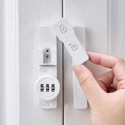 Image of INIRET 2 Packs Matte White 180 Degree Barn Door Lock,Mechanical Password Lock,3 Digit Password Keyless,Flip Latch with Combination,Protect Privacy,for Barn Door,Cabinets,Windows,Garden,Bathroom