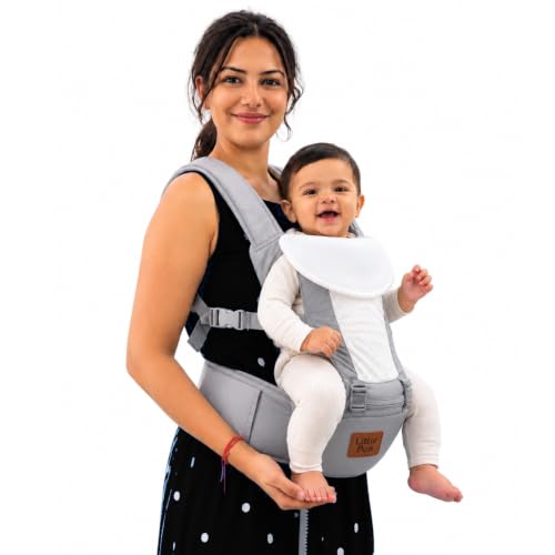 Image of Little Pea 5-in-1 Baby Carrier with Detachable Hip Seat | Adjustable with Padded Shoulder Straps, Waist Support & 5 Carry Positions | Baby Carrier for 4 Months to 3 Years, Grey