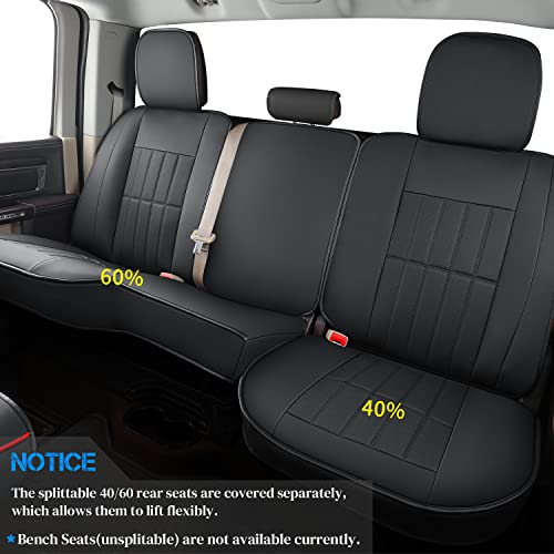Truckiipa Dodge Ram Seat Covers Full Set, Full Coverage Luxury Car Seat Covers Waterproof Leather Protector Pickup Truck Accessories, Custom Fit For 2002-2023 Ram 1500 2500 3500 Crew Mega Cab #TOP5