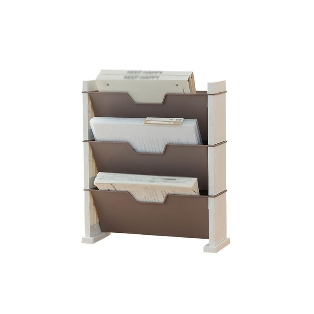 FZL02068LM Paper Organizers Desk Tidy Organiser Paper Letter Tray 3 Tier Magazine File Holder for Office Home School Office Trays(Bruin)