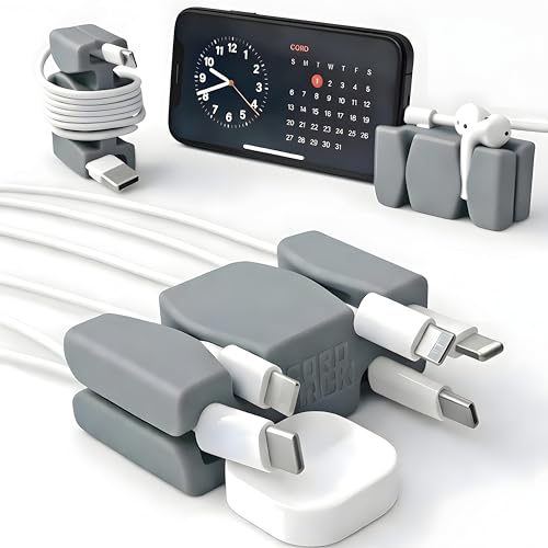 CordBrick 2PK Silicone & Steel Weighted Nightstand Cord Holders. Travel Phone Charger Organizers. Useful iPhone Accessories. Small Gifts for Men College Students. Tech Gadgets for Teens. Gray