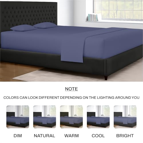 Image of SGI 108 inchx80 inch 4Pc Short Alaskan King Sheet Set 600 TC 15 inch Mediterranean Blue