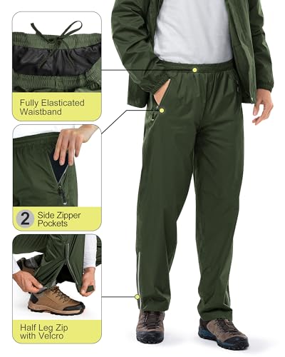 33,000ft Herren Damen Regenanzug Reflektierender Wasserdichter Regenkombi Packbare Winddichte Regenjacke+Regenhose mit Innennetz Wasserabweisende Regenkleidung für Fischen Wandern Camping – Bild 6