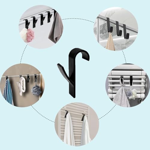 QhgPnt 7PCS Radiator Towel Hooks, Black Radiator Hooks, Towel Rail Radiators Hook, Hook Towels Radiators for Bathroom - Image 7