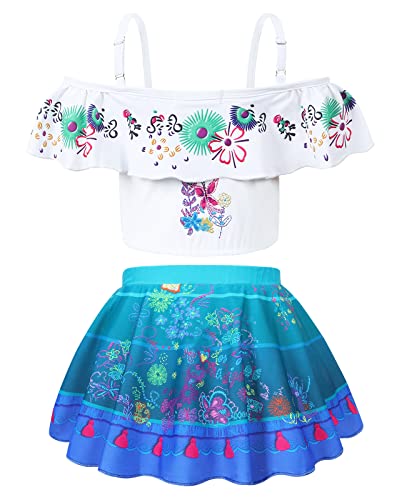 Cotrio Mirabel Swimsuit Girls Isabella Bikinis Kids Bathing Suit Pepa Two-Piece Sets Tankinis Dolores Princess Adventure Swimwear Size 4T (3-4 Years, White, 110) #TOP1