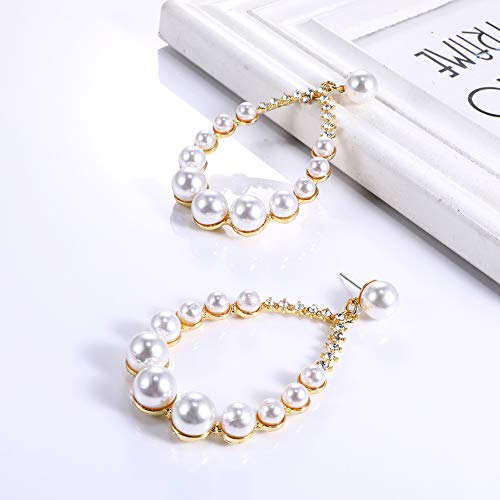 JENPECH 1 Par De Brincos Oscilantes De Orelha Para Mulheres Meninas únicas Requintadas Pérolas Falsa