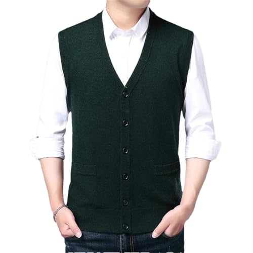 Men's V-Neck Solid Color Knitted Vest Sleeveless Casual Wool Sweater2