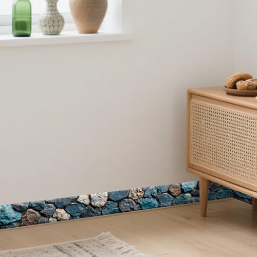 Image of Nuxovilar Textured Stone Peel Stick Wall Border PVC 3.94x16.4' | Wall Trim, Molding Decal, Peel Stick Border, Adhesive Frame, for Bedroom, Kitchen, Living Room (Textured Stone)
