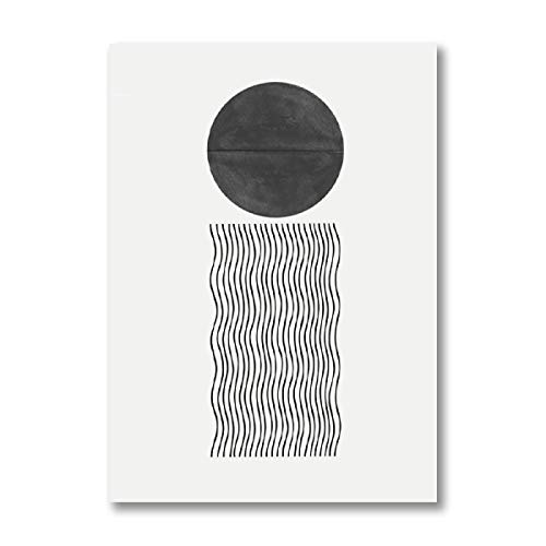 Art mural toile affiche cercle noir et blanc en impression jet d'encre premium