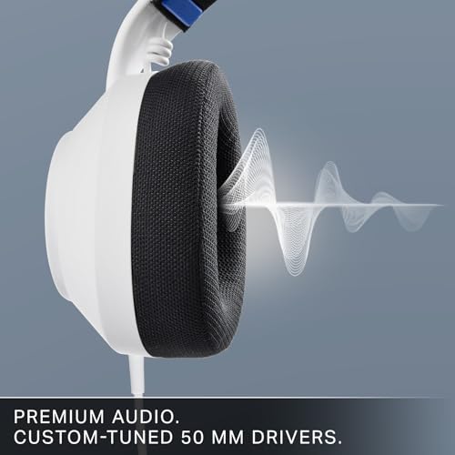 Image of PowerA LucidSound LS10P Gen 2 Wired Gaming Headset with 50mm Drivers, Flip-to-Mute Mic, Tempest 3D Audio, Swivel cups, Lightweight & Glasses-Friendly for PS5, PS4 & PC, White
