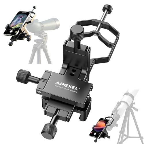 Apexel 3-Axes Adaptateur Téléscopique en Métal pour Téléphone Portable avec réglage stéréo à Trois Axes XYZ de Haute précision,Compatible avec Jumelles, Monoculaires et Microscopes,Téléscopique