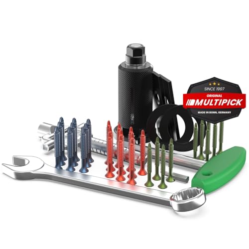 MULTIPICK Türöffnungswerkzeug - [inkl. 30 Zugschrauben] Schlosszieher - Glocke Öffnungswerkzeug - Schloss Türöffnung - Schlosserwerkzeug Ziehglocke - Made in Germany