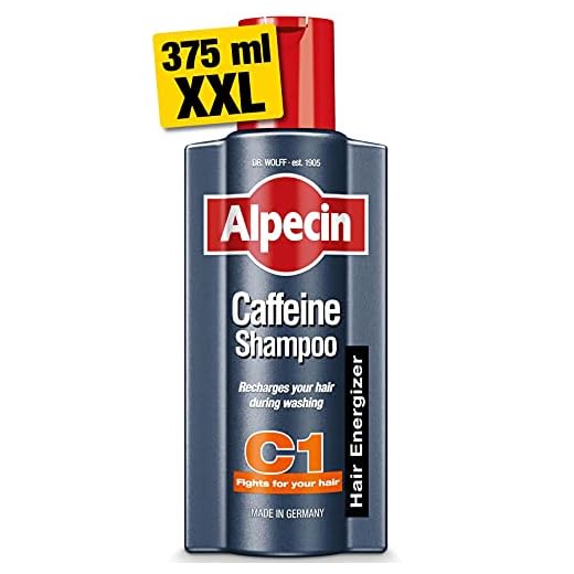 Alpecin Champú Cafeína C1 1x 375 ml | Champu anticaida hombre y con cafeina | Tratamiento para la caida del cabello | Alpecin Shampoo Anti Hair Loss Treatment Men