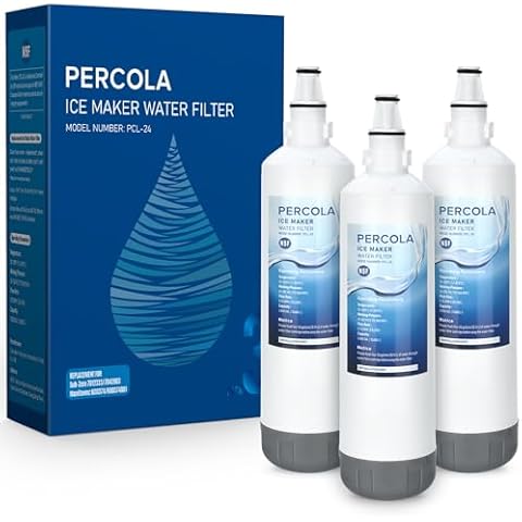 PERCOLA Sub-Zero 7012333/7042803 & Manitowoc K00374/K00374001 Ice Maker Water Filter, Compatible with Sub-Zero UC-15I Ice Maker, Manitowoc AR-2800/ SM-50 Ice Maker (3 Pack) Cover