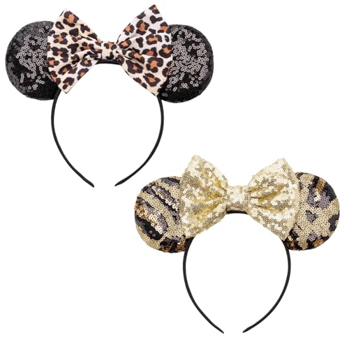 Image of DRESHOW Mouse Ears Bow Headbands Glitter Party Decoration Cosplay Costume for Women
