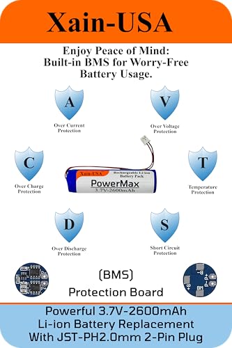 image for Xain-USA: Li-ion Battery / 3.7V 2600mAh / JST-PH2.0mm 2-Pin Connector/
