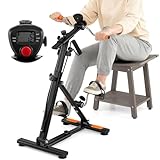 Goplus Pedal Exerciser for Seniors, Hand Arm Leg and Knee Therapy Peddler, Exercise Bike w/ Adjustable Resistance, LCD Monitor, Hands and Feet Massage, Home Recovery Fitness Machine for Elders