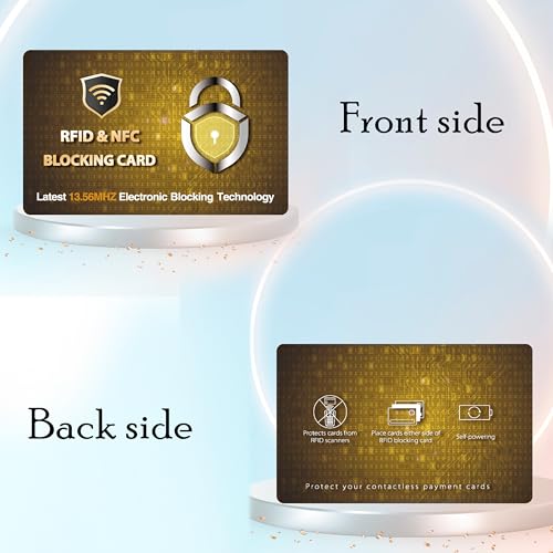 Image of SaiTech IT 5 Pack RFID Blocking Card for Credit Debit ID Card, Golden PL | Slim Anti-Theft Contactless NFC RFID Blocker Protector, Easily Fit into Wallet and Purse, for Men & Women