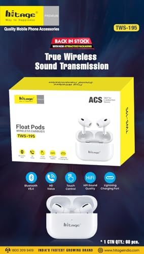 Image of Float Pods TWS 195 Wireless Earbuds with Bluetooth V5.4, Touch Control, HD Voice, Lightweight Design