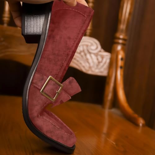 Image of MOOMMO Women Chunky Heel Penny Loafers Square Toe Buckle Slip On Comfort | Office Ladies Loafer Pumps 2 inch Stacked Block Heel Dress Loafers Oxfords Walking Dress Shoes Casual Size 4-11 M US