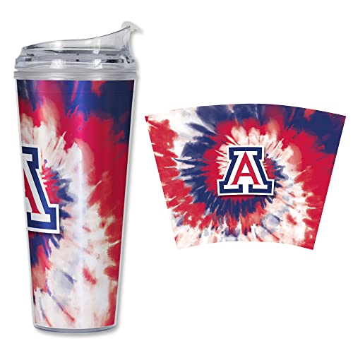 Image of Rico Industries NCAA Glitter 24oz Acrylic Glitter Tumbler with Hinged Lid, Officially Licensed Double Wall Tumbler with Straw