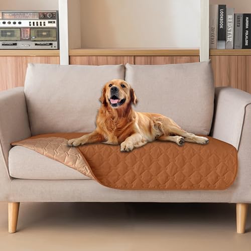 Image of gogobunny 100% Double Sided Waterproof Dog Blanket Soft Pet Bed Cover Reversible Protect Furniture Couch Sofa Car for Puppy Cat Kids (Dark Pumpkin /Light Pumpkin, 32x53 Inch (Pack of 1))