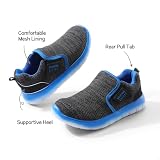DREAM PAIRS Chłopięce dziewczęce buty dziecięce wsuwane tenis EZ-Ons MightyMovers Running Athletic Boso Zero Drop sportowe trampki, Czarny/szary/królewski, 31 EU