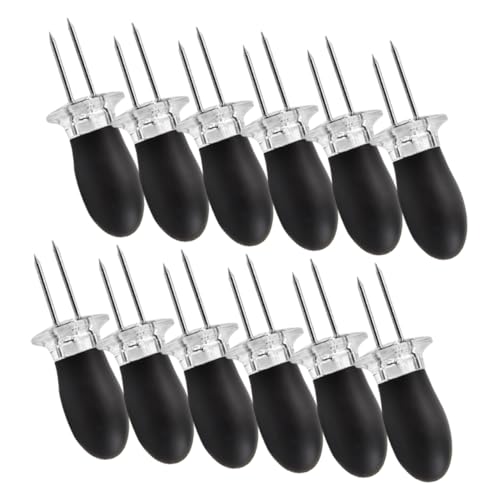 UKCOCO 12pezzi Supporti Per Mais Inossidabile e Forchette Compatte Per Bbq Picnic e Campeggio Con Design Sicuro e Maneggevole
