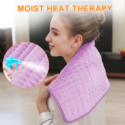 Image of Deepsoon Heating Pad,Electric Heating Pads for Back,Neck,Moist Heating Pad for Abdomen Shoulder Knee Legs,Dry /Moist Heat&Auto Shut Off,Mother's Day Birthday for Men and Women,Light Purple,24x12 Inch