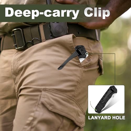 Pocket Knife Upgrade G10 Handle - Lightweight EDC, Folding Knives High Carbon Stainless Steel Blade, Camping Folding knives with Liner Lock for Fishing, Hunting, and Hiking