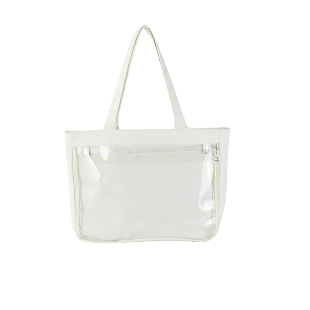 AlwaySky Ita Tote Bag Clear Window for Pins Ita Shoulder Bag Handbag Anime School Bag DIY, Cosplay, Comic Con, White, 1