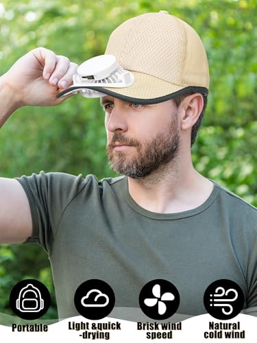 Image of Yaomiao 2 Pcs Solar Baseball Cap with Fan Unisex Sun Protection USB Charging Fan Mesh Hat for Summer Outdoor